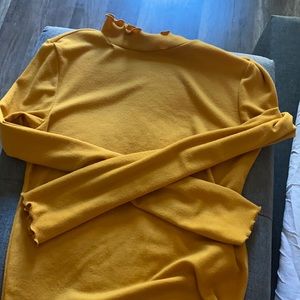 mustard mock neck shirt